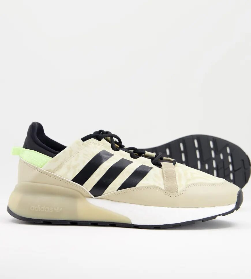 adidas Originals ZX 2K Boost trainers with camo print in off white  White