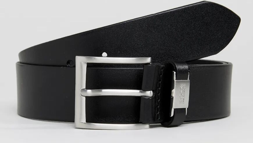 BOSS Connio leather logo keeper belt in black  Black