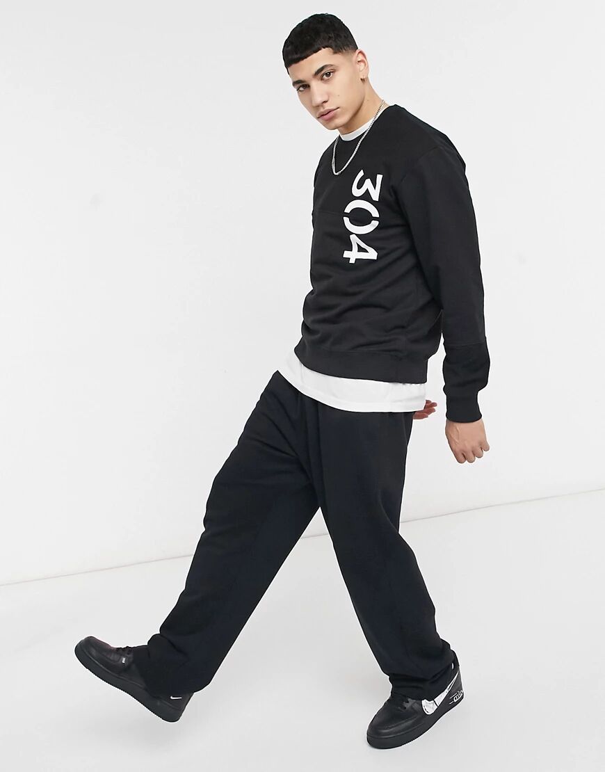 304 Clothing branded sweatshirt in black  Black