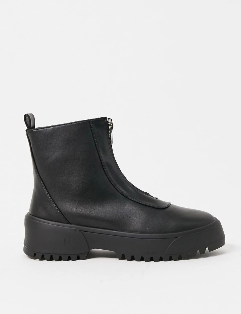 ASOS DESIGN Azure chunky front zip boots in black  Black