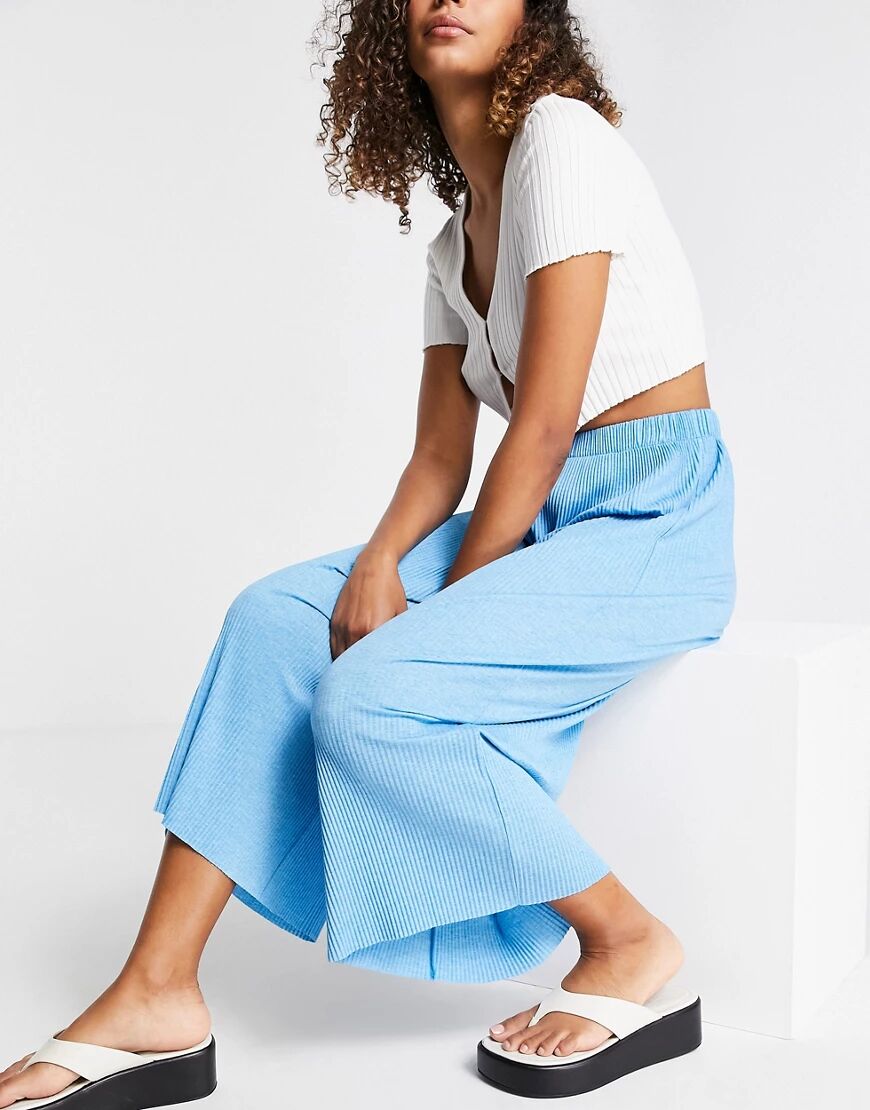 ASOS DESIGN plisse culotte trousers in blue marl  Blue