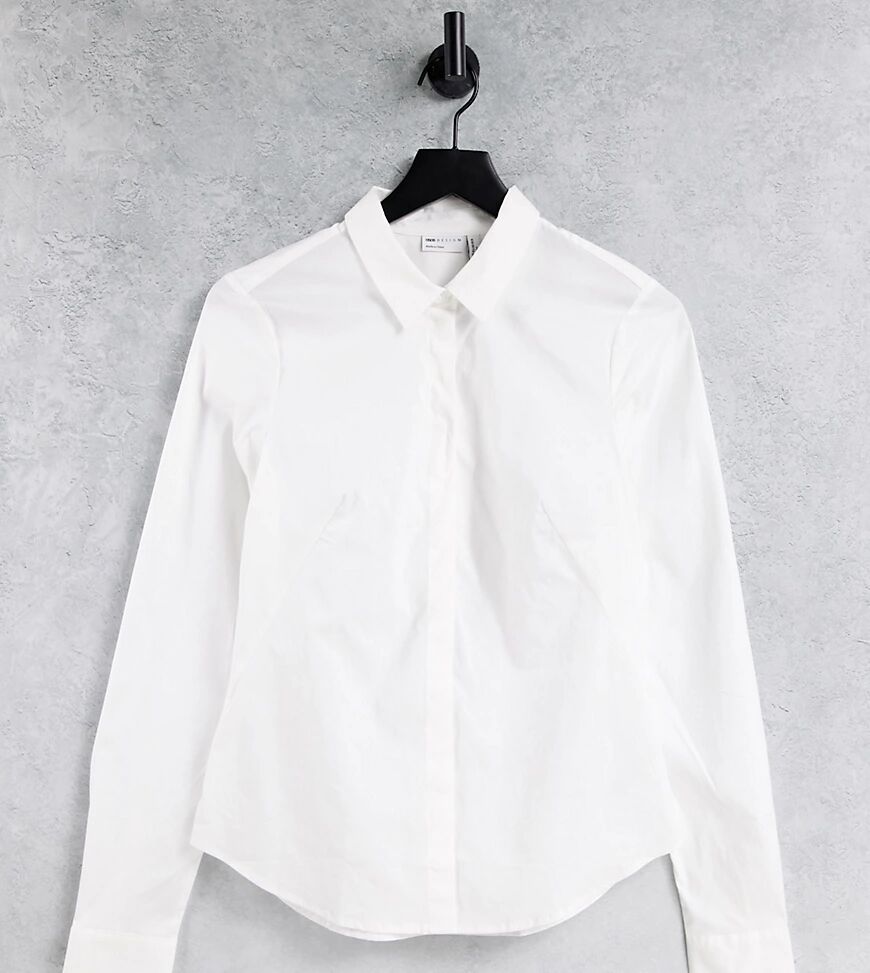 ASOS Tall ASOS DESIGN Tall long sleeve fitted shirt in stretch cotton in white  White