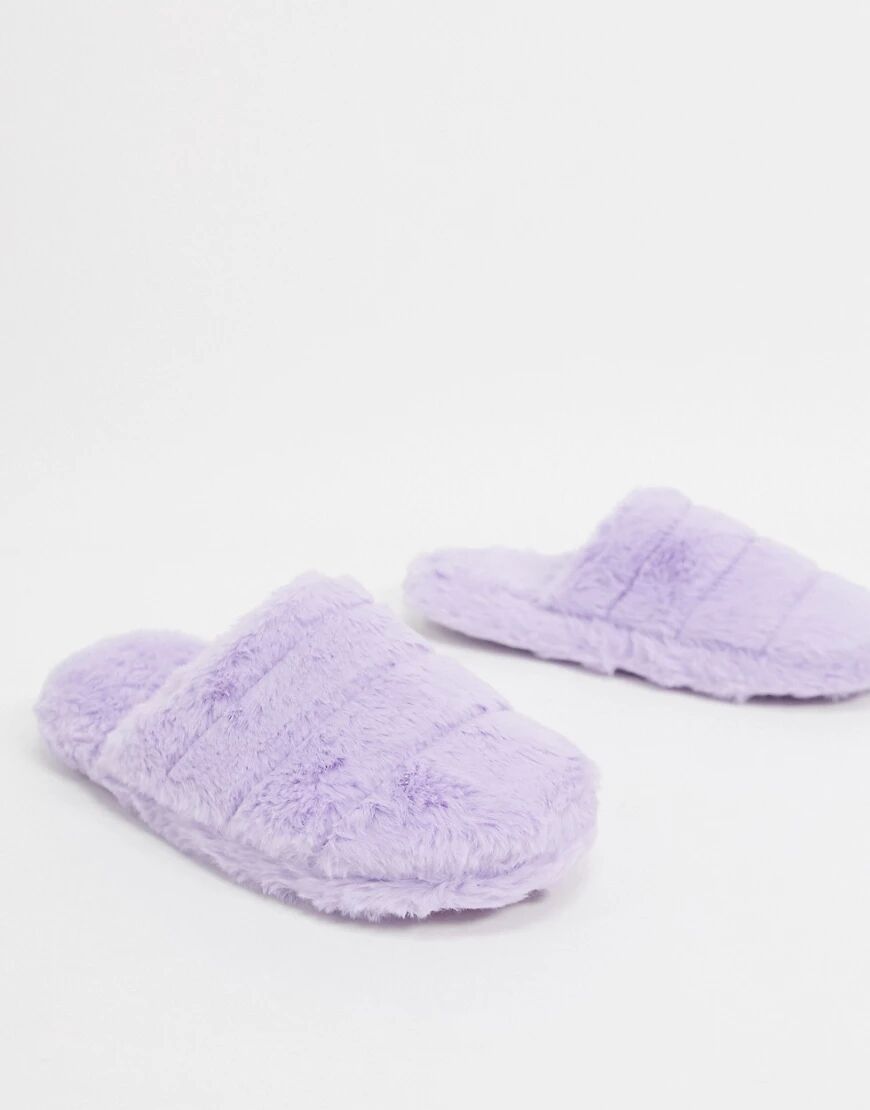 ASOS DESIGN Zoe quilted slider slippers in lilac-Purple  Purple