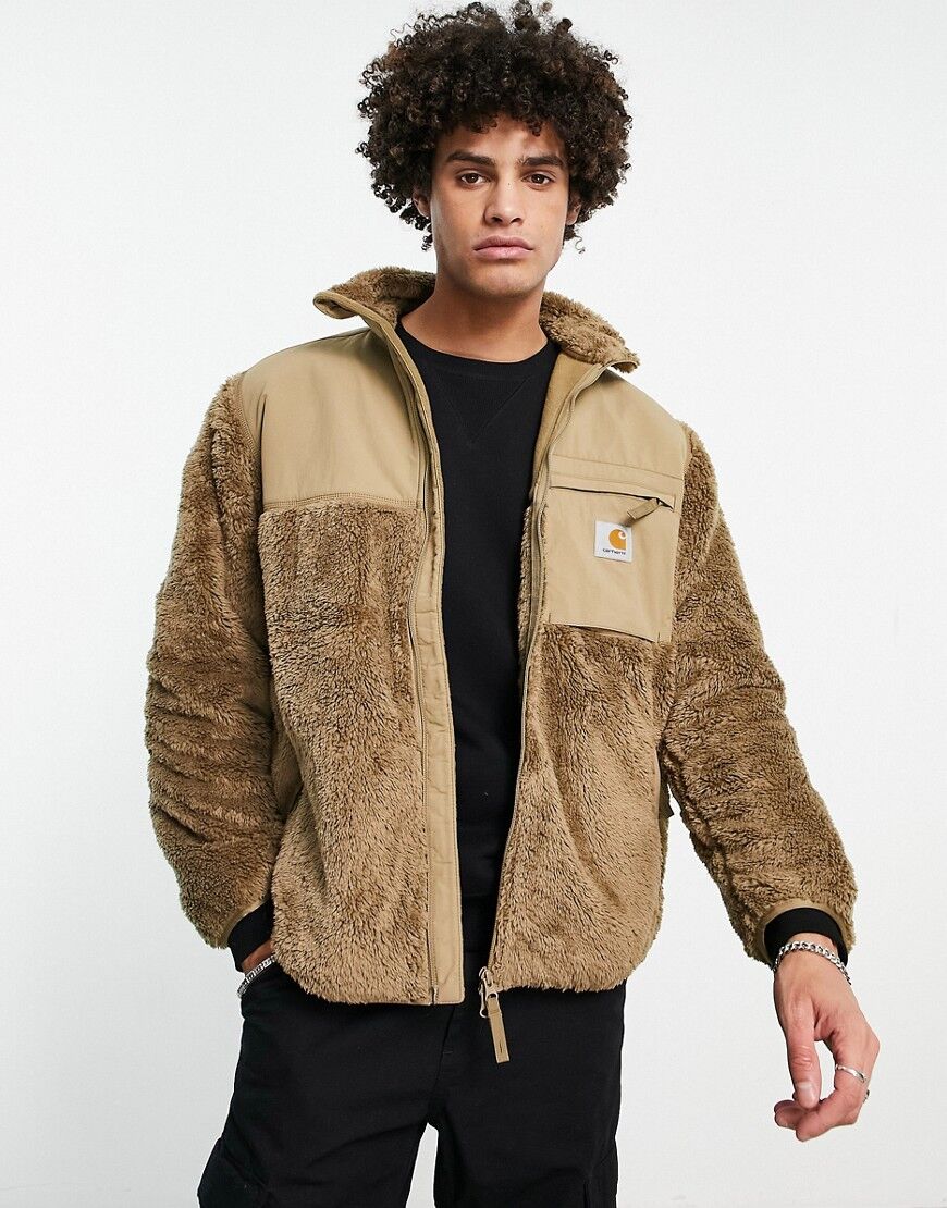 Carhartt WIP jackson pile fleece sweat jacket in brown  Brown