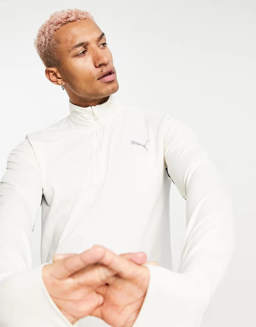 Puma Running Favorite 1/4 zip top in cream-Neutral  Neutral