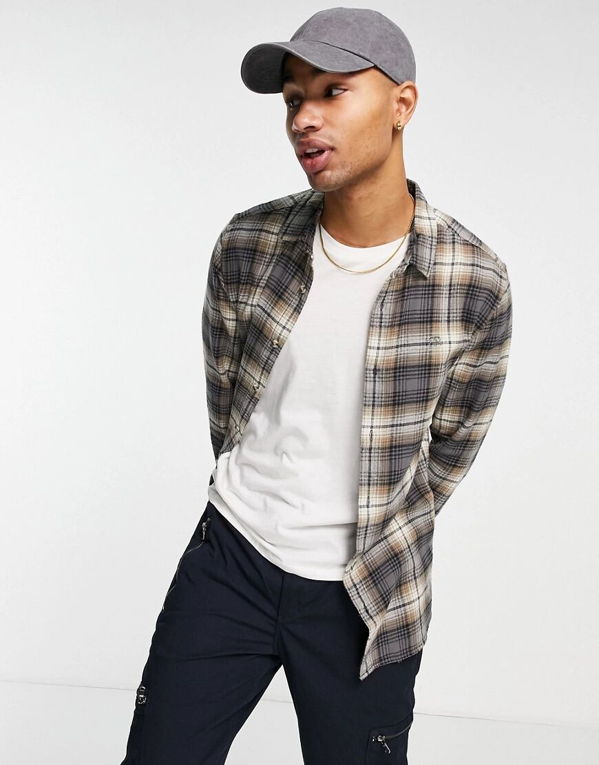 River Island graphic check regular fit shirt in grey  Grey