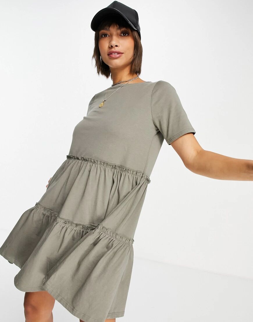 River Island smock mini t-shirt dress in sage green  Green