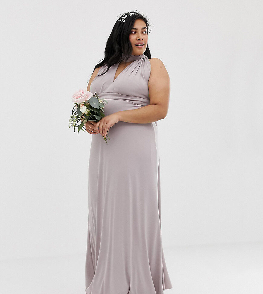 TFNC Plus bridesmaid exclusive multiway maxi dress in grey  Grey