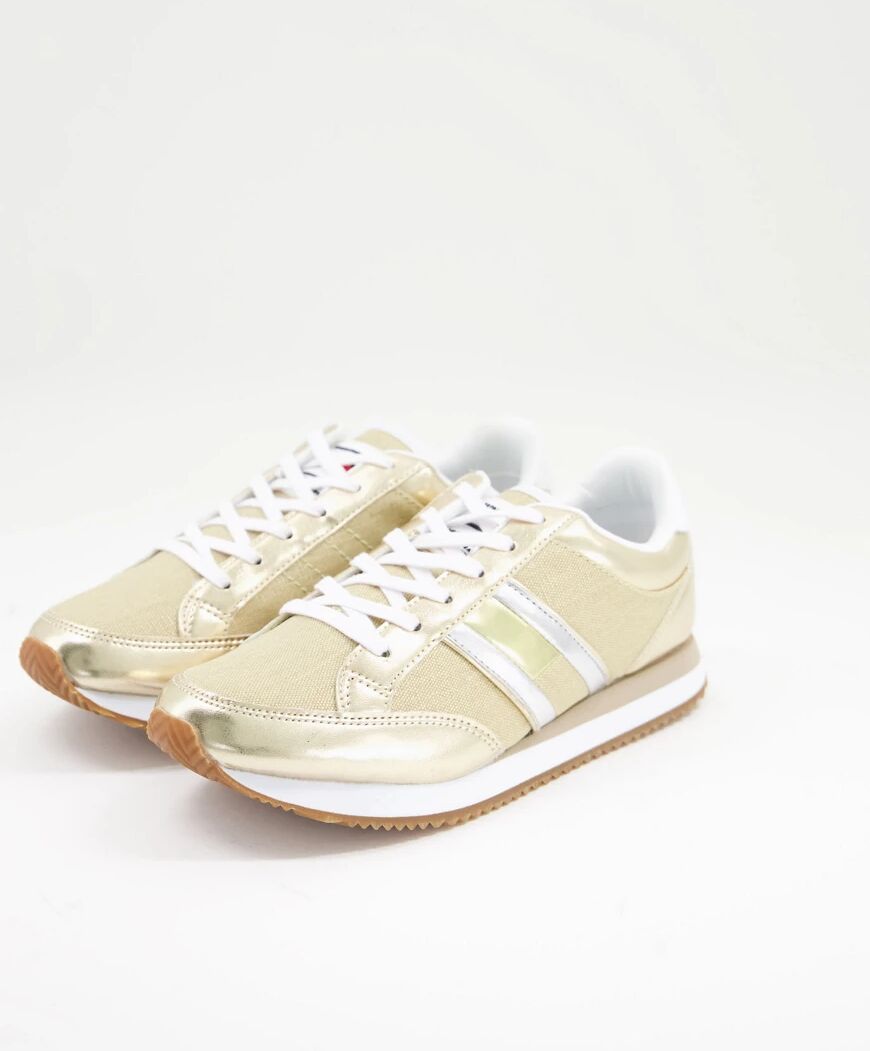 Tommy Hilfiger casual retro trainers in light gold  Gold