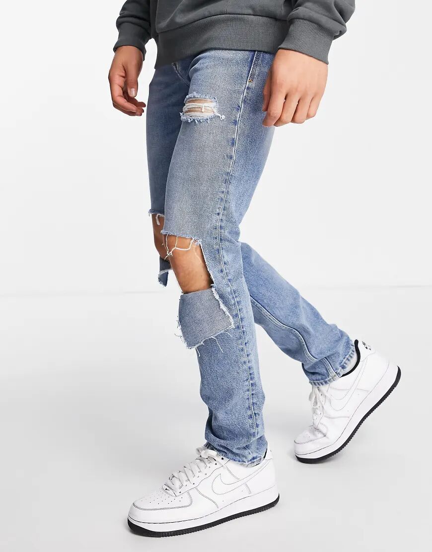 Versace Jeans Couture slim fit ripped knee jeans in blue wash  Blue