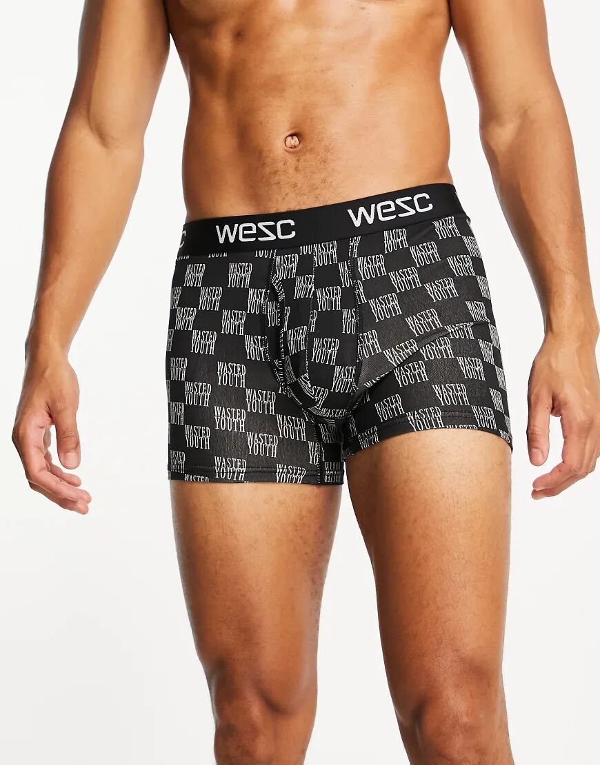 WESC philip wasted youth aop trunks-Black  Black