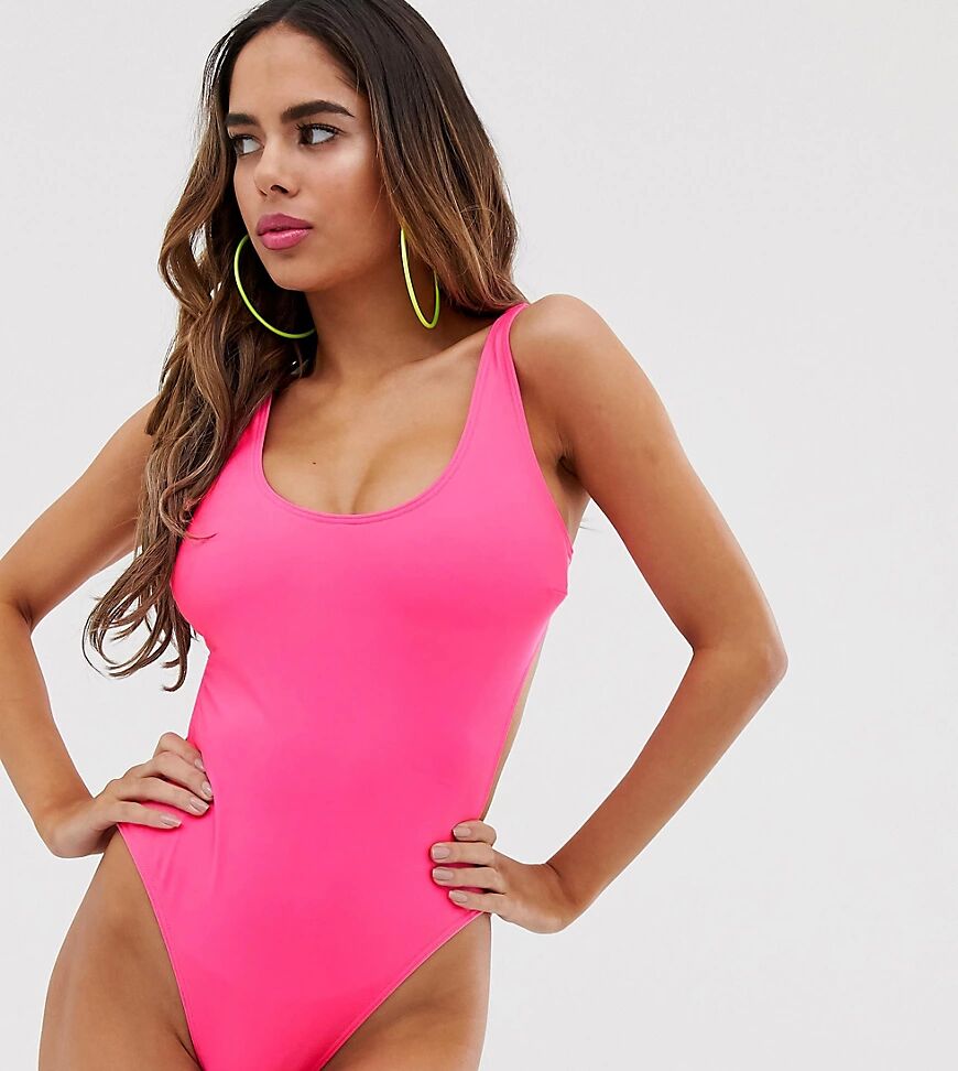 Wolf & Whistle Fuller Bust Exclusive cut out swimsuit in pink D - F Cup  Pink