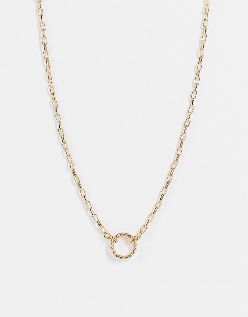 ASOS DESIGN necklace with circle pendant in gold tone  Gold
