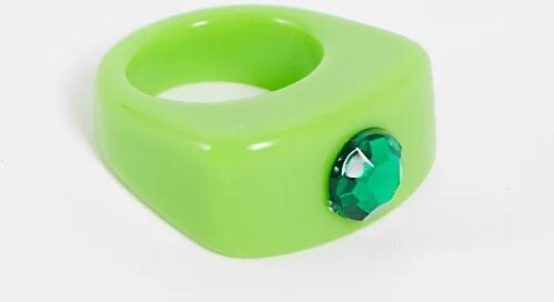 ASOS DESIGN ring in green plastic with green crystal  Green