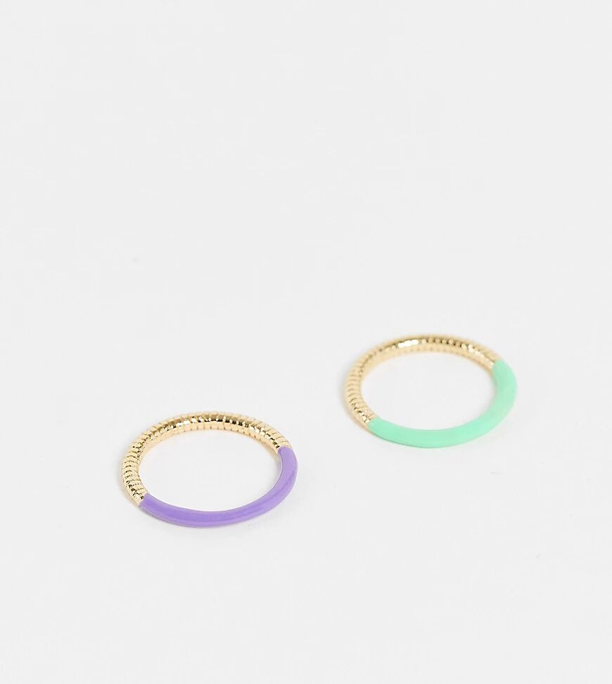 Big Metal London Exclusive x2 multipack enamel coated rings in pastel tones  Multi