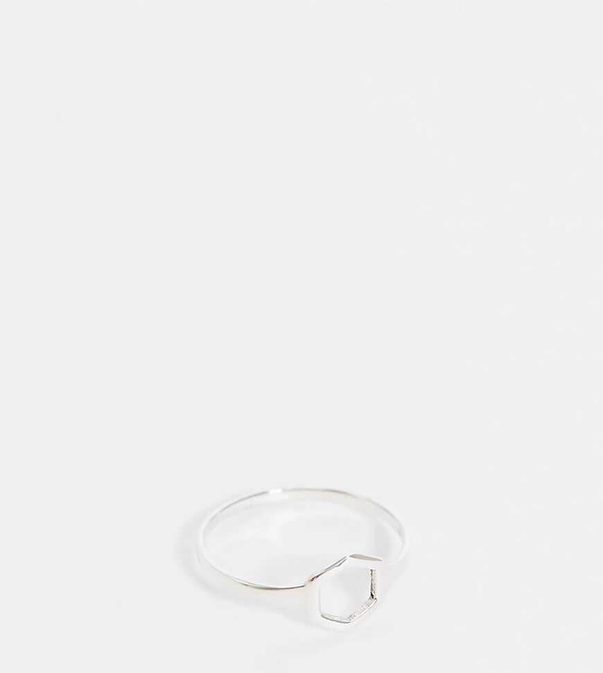 Kingsley Ryan Curve chunky ring with hexagon in sterling silver  Silver