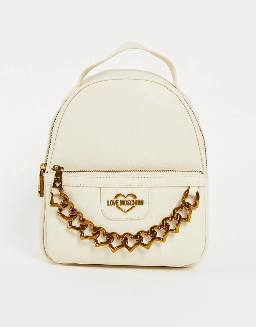 Love Moschino chain detail backpack in ivory-White  White
