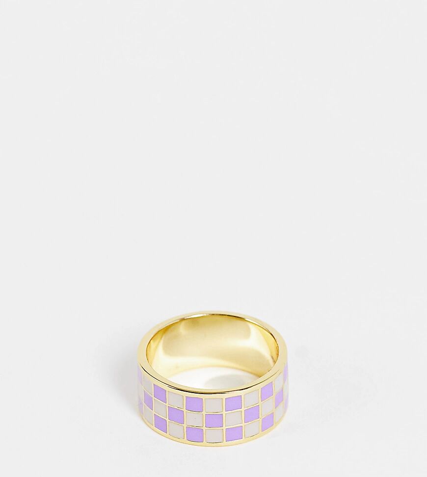 Serge Denimes mosaic 14kt gold plated sterling silver 925 enamel band ring in lilac-Purple  Purple