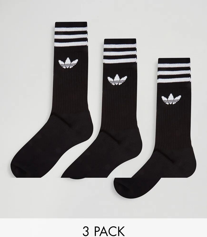 adidas Originals adicolor Trefoil 3 pack black socks  Black