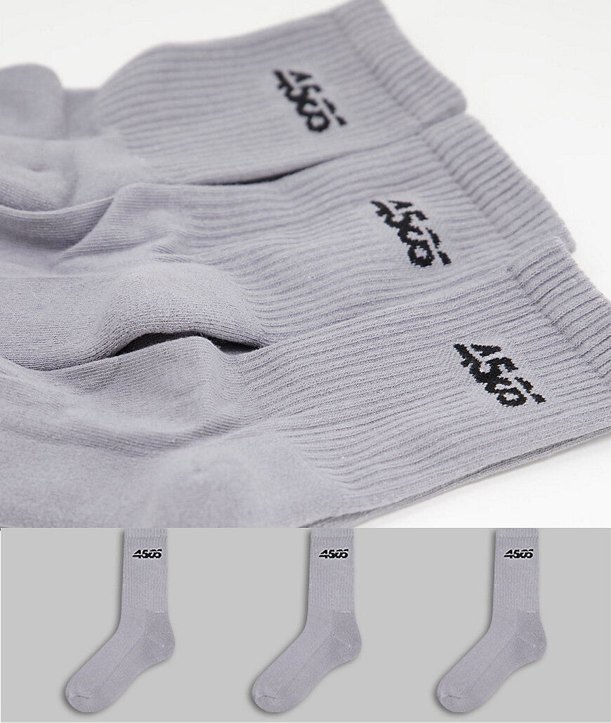 ASOS 4505 crew socks with anti bacterial finish 3 pack-Grey  Grey