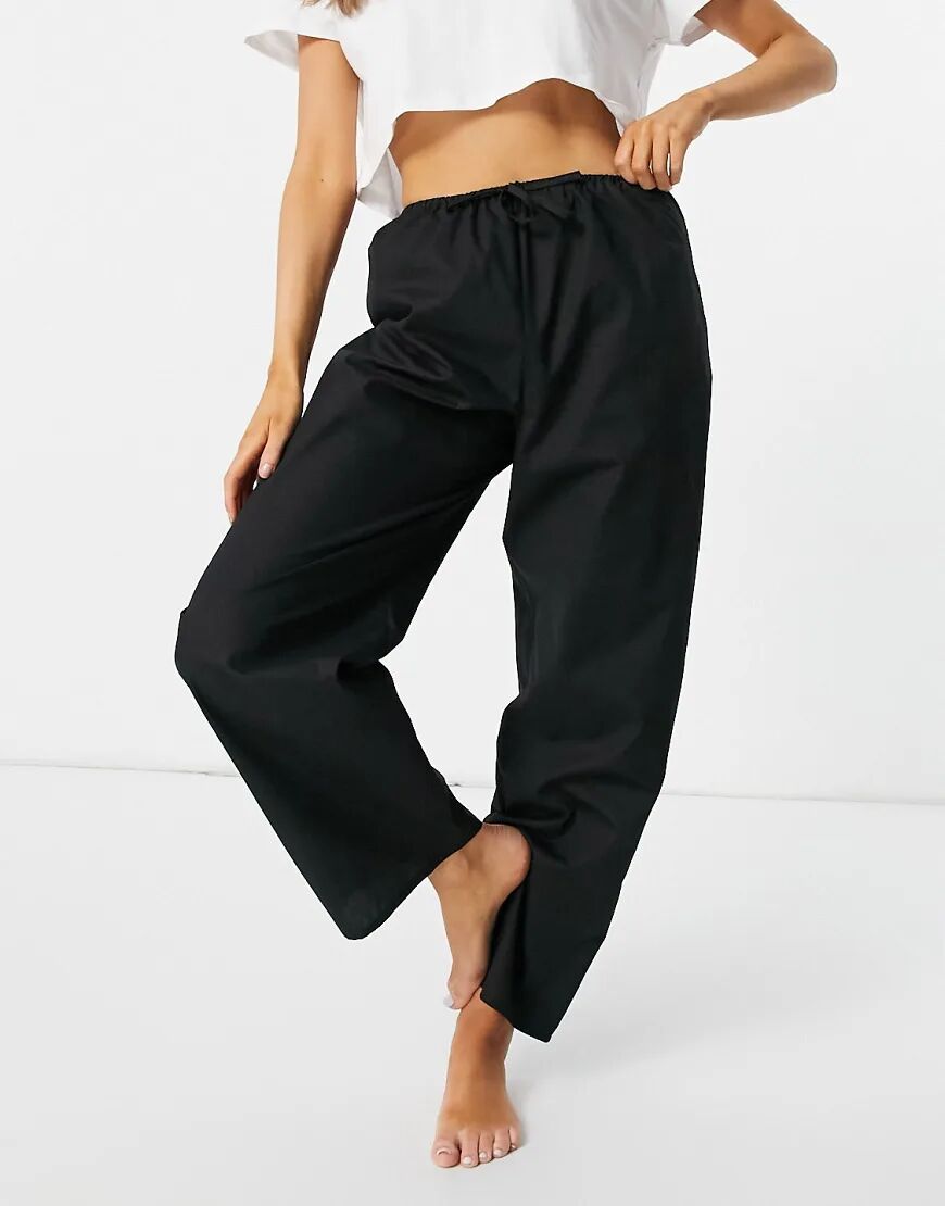 ASOS DESIGN cotton poplin pyjama trouser in black  Black