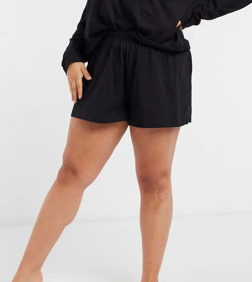 ASOS Curve ASOS DESIGN Curve mix & match jersey pyjama short in black  Black