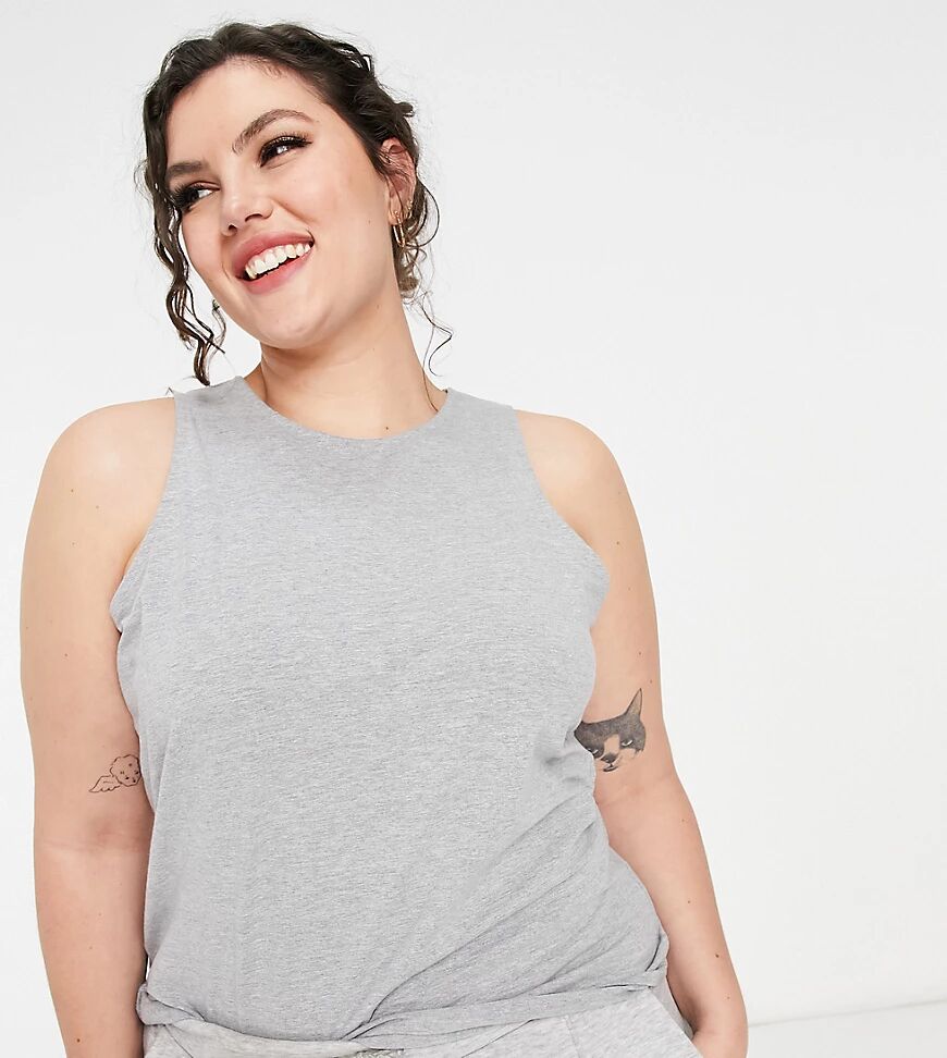 ASOS Curve ASOS DESIGN Curve mix & match racer front jersey pyjama vest in grey marl  Grey