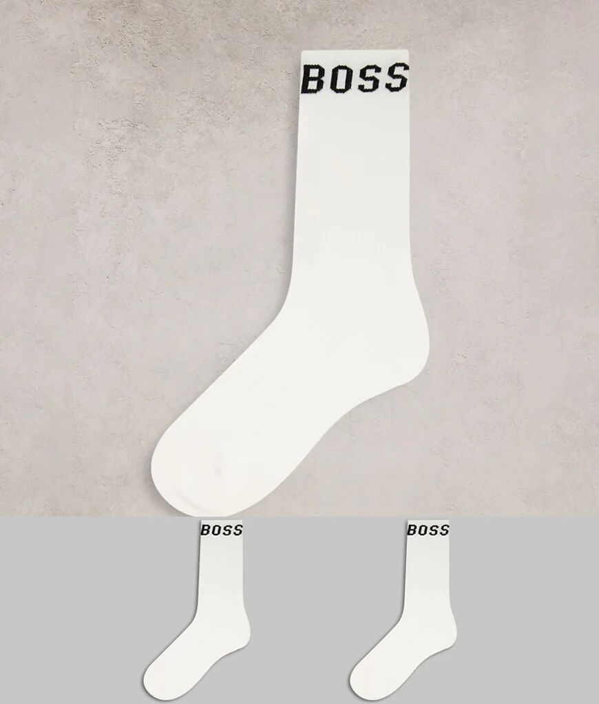 BOSS Bodywear BOSS 2 pack logo sport socks in white  White