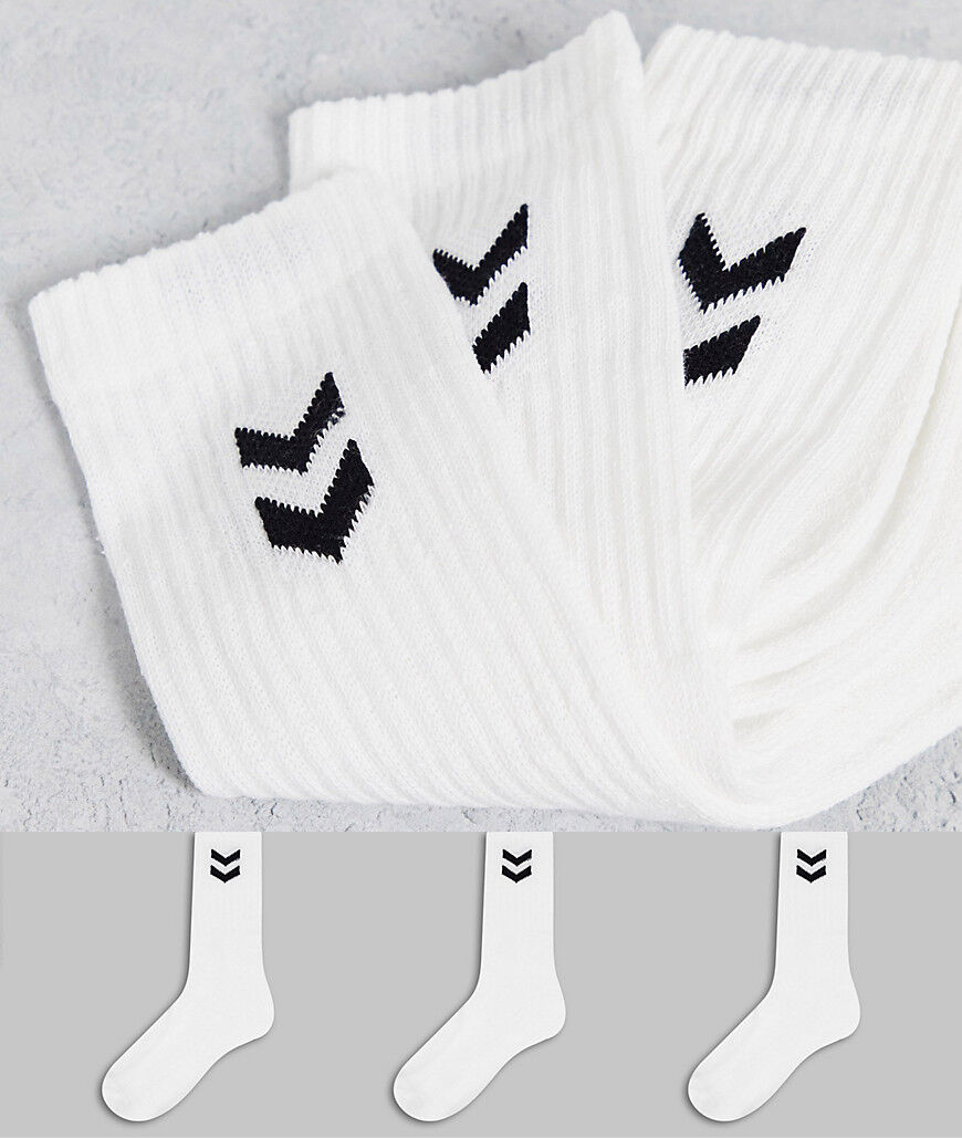 Hummel 3 pack basic socks in white  White