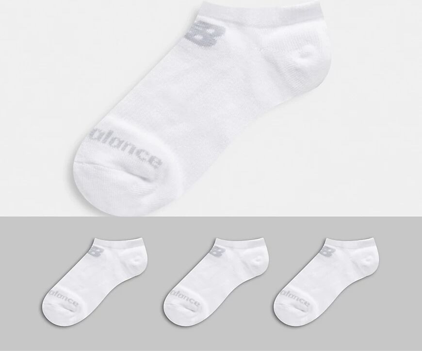 New Balance 3 pack trainer socks in white  White