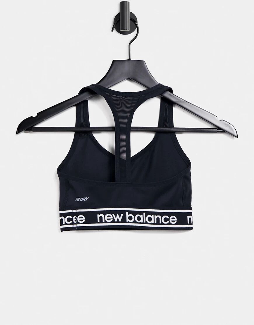 New Balance Running Pace 2.0 medium support sports bra in black  Black