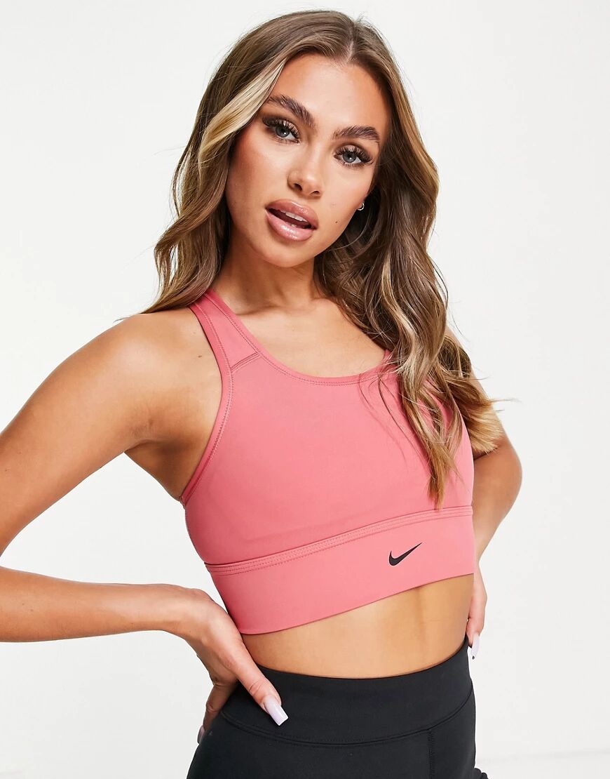 Nike Training swoosh medium support sports bra in pink  Pink