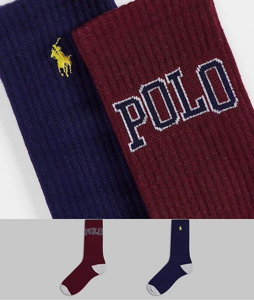 Polo Ralph Lauren 2 pack socks in collegiate print red/navy and pony logo  Red