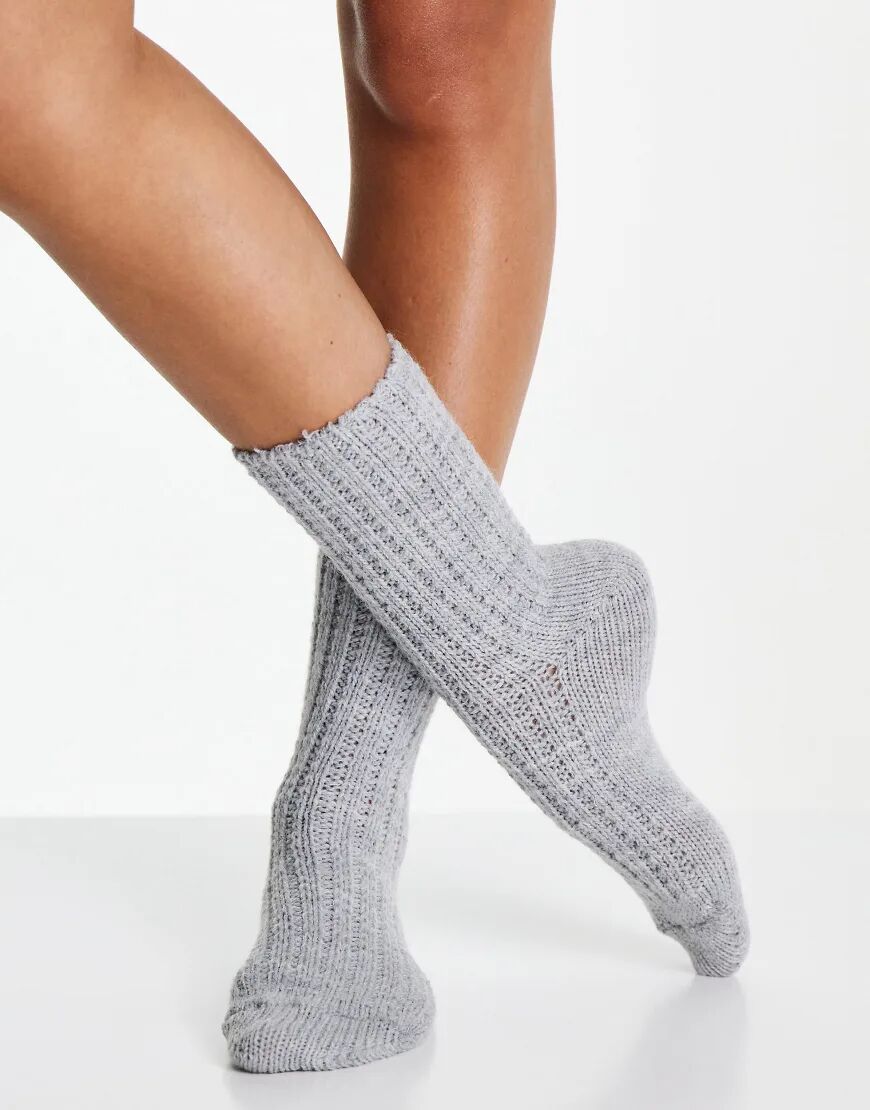 Pretty Polly cosy crew socks in light grey  Grey