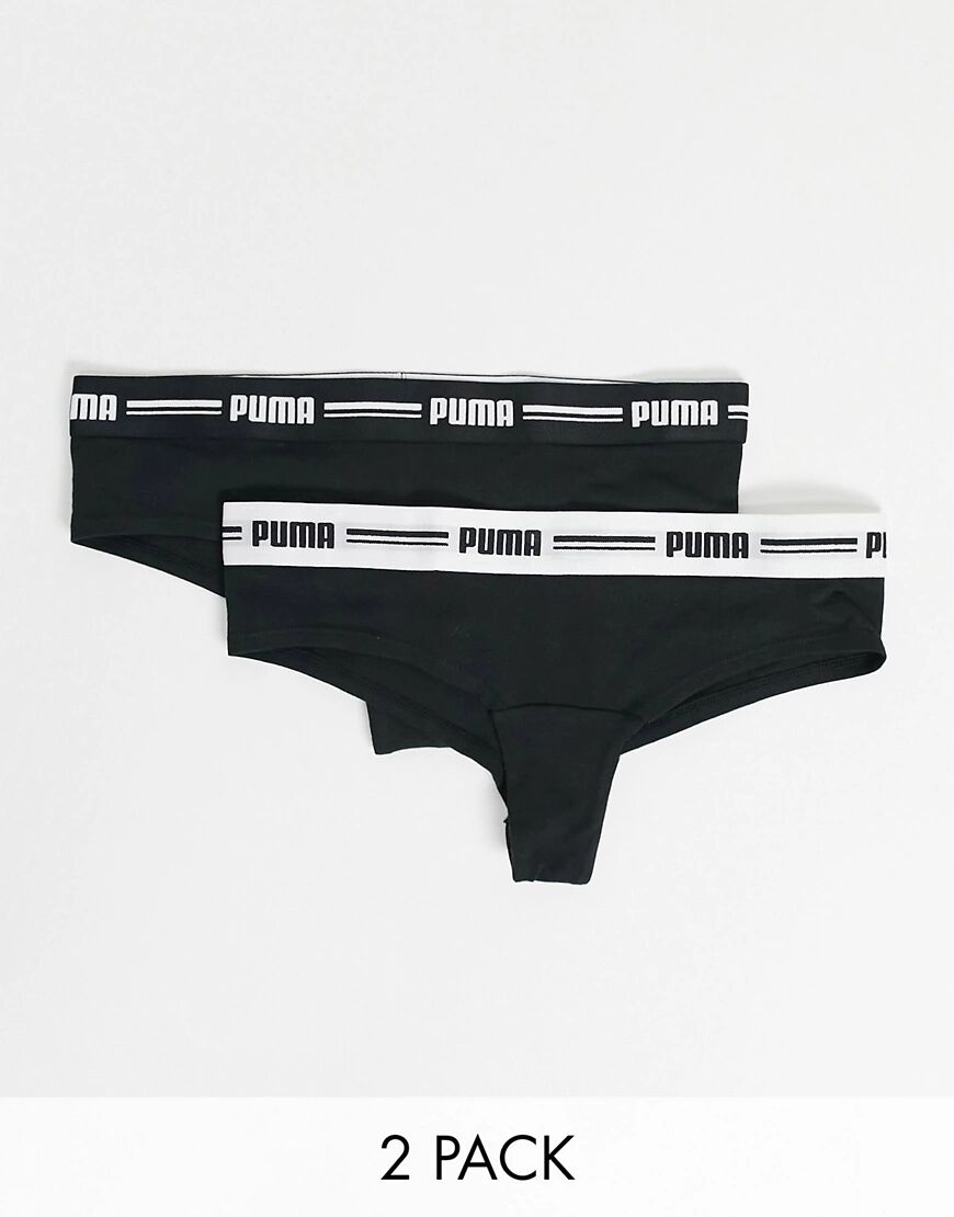 Puma 2 pack logo banded brazilian thongs in black  Black