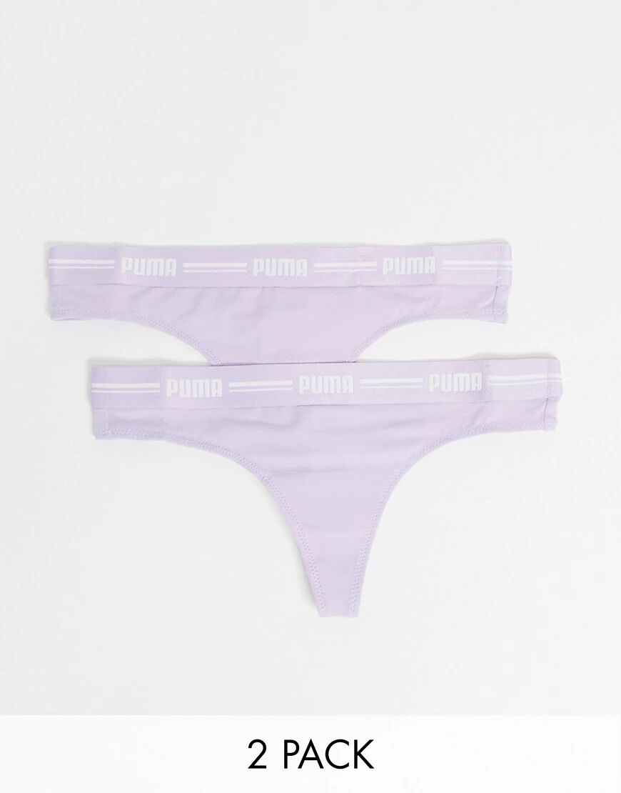 Puma 2 pack logo banded thongs in lilac-Purple  Purple