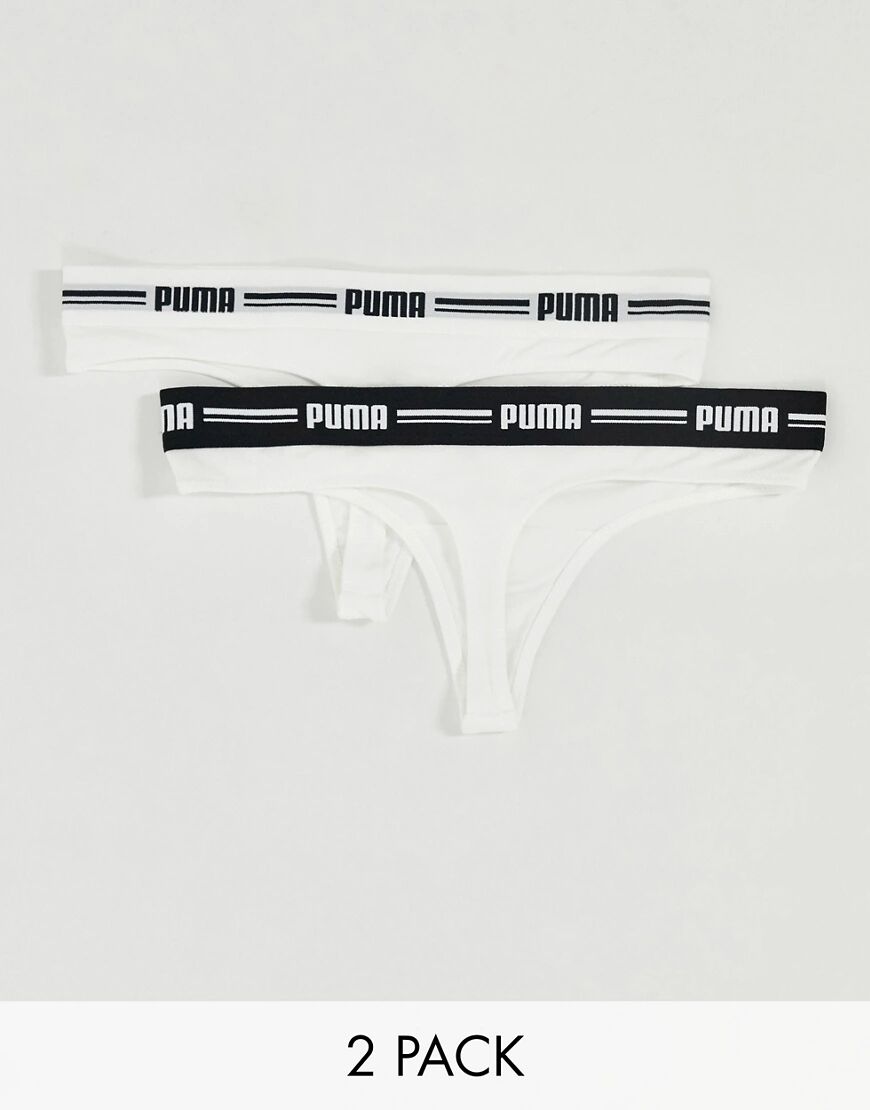 Puma 2 pack logo thongs in white  White