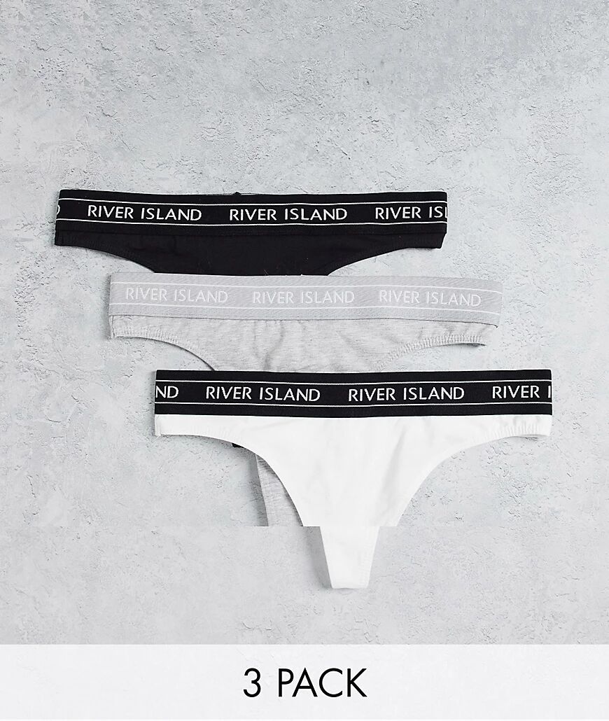 River Island 3 pack of logo tape thongs in multi  Multi