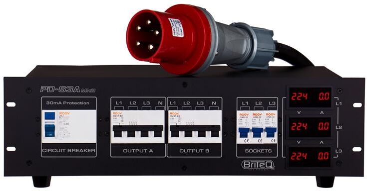 Briteq Pd-63a Mkii Strømdistribusjon 3 X 16a Ut På Shuko + 2 X 32a På Cee