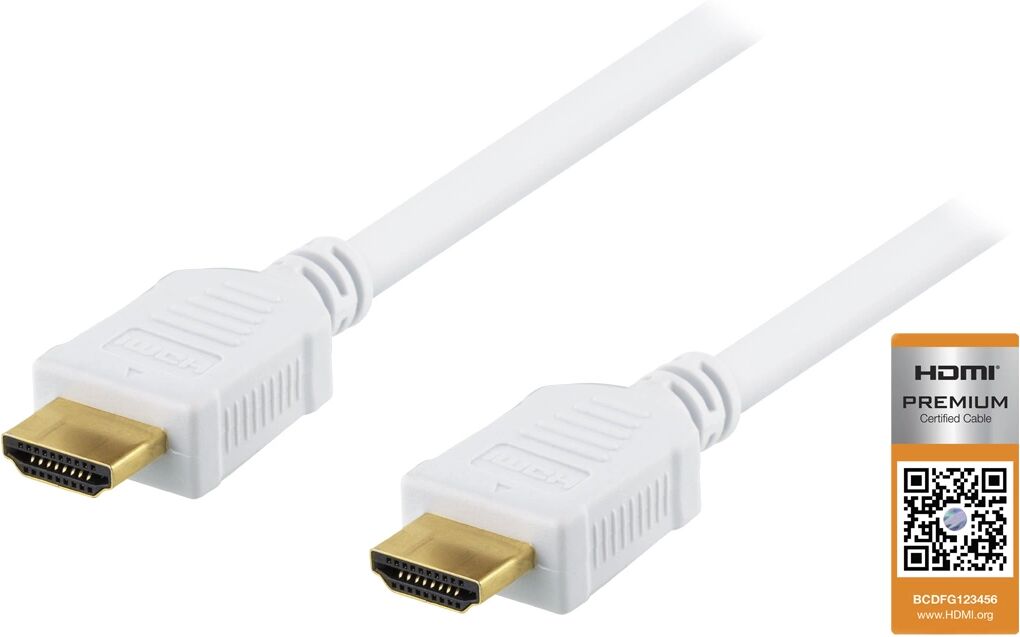 Deltaco Premium HDMI 2.0 Kabel, Ethernet, 4K, 3 Meter - Hvit