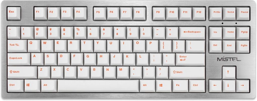 Mistel 119 key PBT Dye Sublimated OEM Keycaps - White/Orange - ANSI