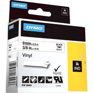 Dymo Rhino 9mm Vinyl sort pÃ¥ hvit - 1861638