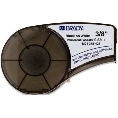 Brady M210 Polyester tape 9,5mm Sort på Hvit - 1850729 Brady M210 Polyester tape 9,5mm Sort på Hvit - 1850729