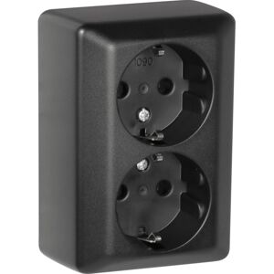 Stikkontakt Dobbel påvegg jord RS1090 PT Sort Elko - 1511799 Stikkontakt Dobbel påvegg jord RS1090 PT Sort Elko - 1511799