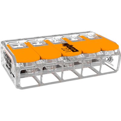Wago koblingsklemme 221-615 5-leder Transparent - 1221965 Wago koblingsklemme 221-615 5-leder Transparent - 1221965
