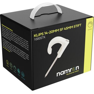 Namron klips 14-20mm grå SF 45mm stift Eske 1000 stk - 1318000 Namron klips 14-20mm grå SF 45mm stift Eske 1000 stk - 1318000