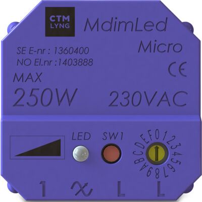 Ctm Lyng Mdimled Micro - Mikro Dimmer - Dimmer for ulike lys Ctm Lyng Mdimled Micro - Mikro Dimmer - Dimmer for ulike lys