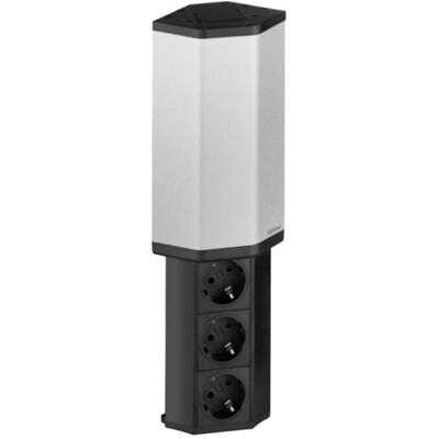 EVOline V-Port 3 Uttak Sort/Børstet Aluminium 2,5m Kabel - 1504300 EVOline V-Port 3 Uttak Sort/Børstet Aluminium 2,5m Kabel - 1504300