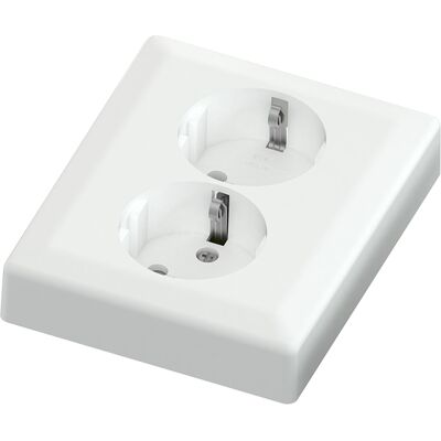 Namron Classic stikkontakt dobbel innfelt jord hvit - 1510611 Namron Classic stikkontakt dobbel innfelt jord hvit - 1510611
