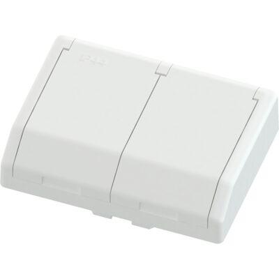 Namron Edge stikkontakt dobbel innfelt IP44 polarhvit - 1510622 Namron Edge stikkontakt dobbel innfelt IP44 polarhvit - 1510622